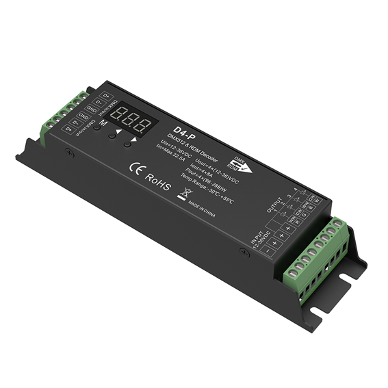 4CH Constant Voltage DMX512 & RDM Decoder D4-P For LED strip lighting kit